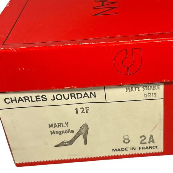 Charles Jourdan Size 8 Pumps Vintage Narrow Snakeskin Heels Marly Magnolia Gray - Picture 3 of 13